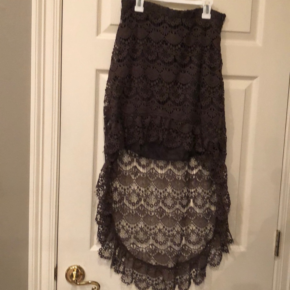 Brown high-low skirt